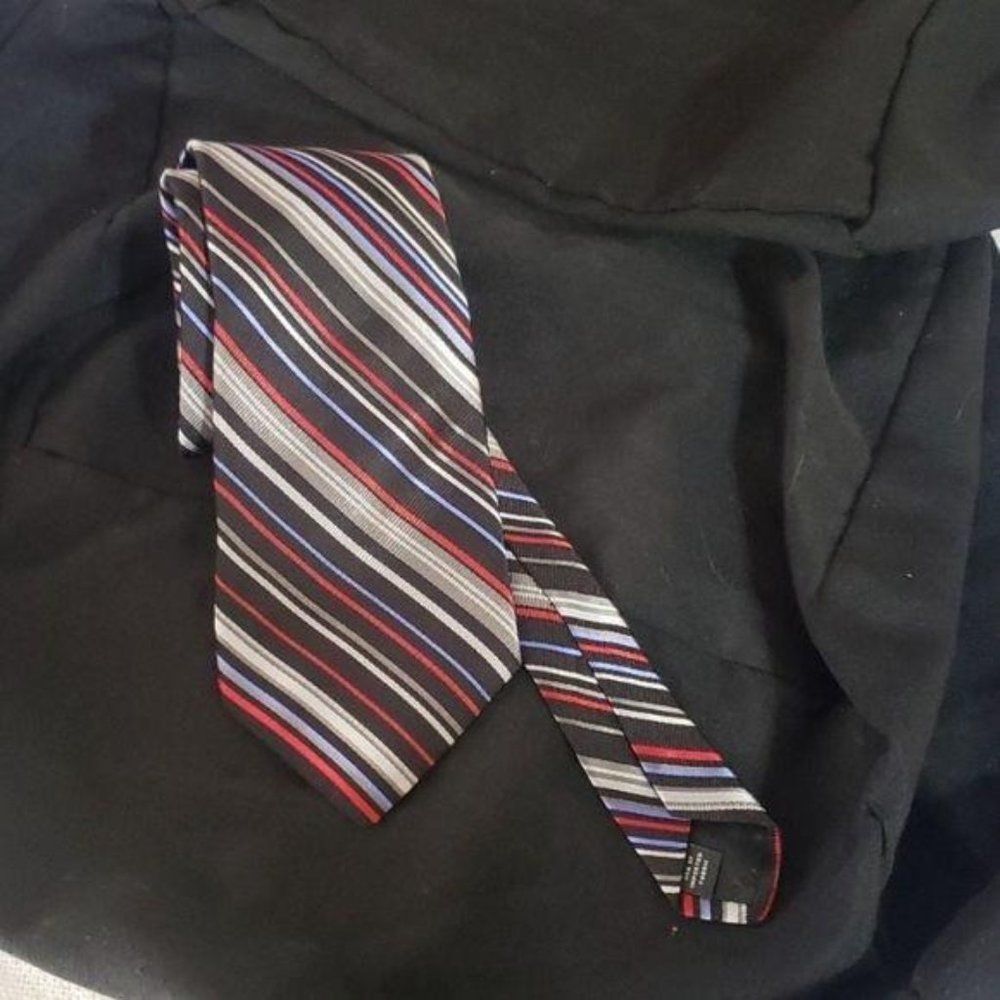 Express Design Studio Striped red blue Silk Tie Necktie‎